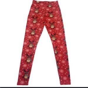No Boundaries Christmas Reindeer Red Leggings for Girls Size M(7-9) for Girls